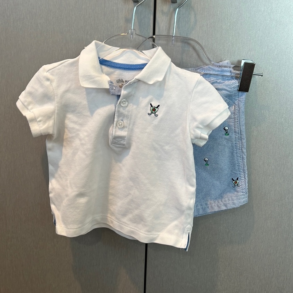 Toddler Boys Little Me Golf Shirt and Short Set size 18 months